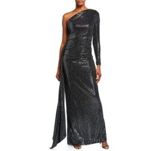 Rickie Freeman for Teri Jon Metallic One Shoulder Gown